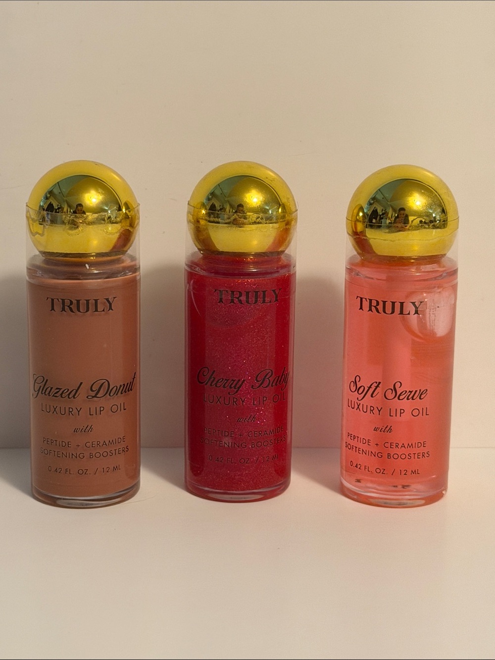 TRULY Lip Oil Trio — Donut , Cherry, soft serve